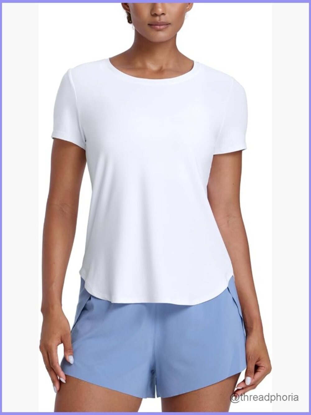 Lightweight Athletic Short Sleeve Side Slit T-Shirt for Women